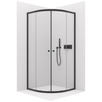 CERANO - Sprchový kout Orso L/P - 6 mm - čtvrtkruh - R550 - černá, transparentní sklo - 100x100x195 cm - posuvný