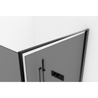 CERANO - Sprchový kout Porte L/P - 8 mm - černá matná, grafitové sklo - 100x90x195 cm - otočný