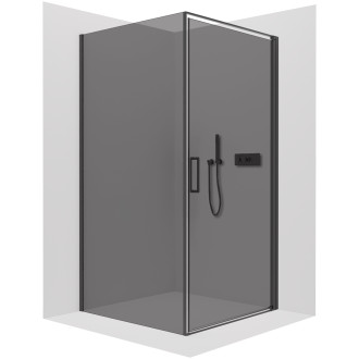 CERANO - Sprchový kout Porte L/P - 8 mm - černá matná, grafitové sklo - 90x90x195 cm - otočný