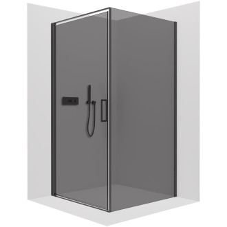 CERANO - Sprchový kout Porte L/P - 8 mm - černá matná, grafitové sklo - 90x90x195 cm - otočný