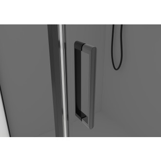 CERANO - Sprchový kout Porte L/P - 8 mm - černá matná, grafitové sklo - 90x90x195 cm - otočný