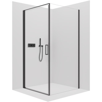 CERANO - Sprchový kout Porte L/P - 8 mm - černá matná, transparentní sklo - 80x100x195 cm - otočný