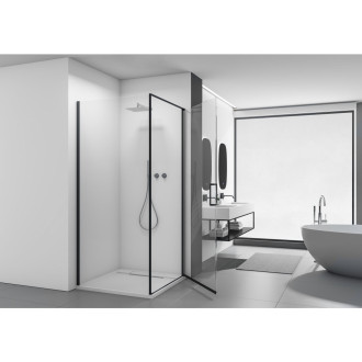 CERANO - Sprchový kout Porte L/P - 8 mm - černá matná, transparentní sklo - 80x100x195 cm - otočný