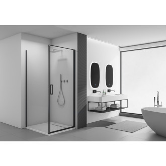 CERANO - Sprchový kout Porte L/P - 8 mm - černá matná, transparentní sklo - 80x70x195 cm - otočný