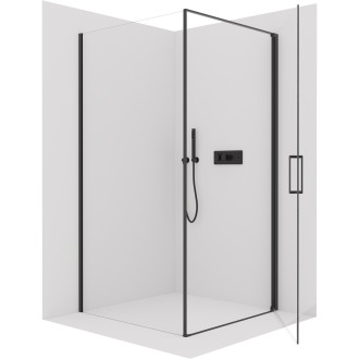 CERANO - Sprchový kout Porte L/P - 8 mm - černá matná, transparentní sklo - 80x90x195 cm - otočný