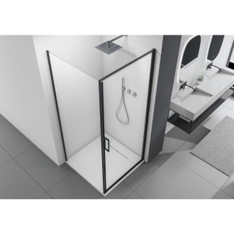 CERANO - Sprchový kout Porte L/P - 8 mm - černá matná, transparentní sklo - 90x80x195 cm - otočný