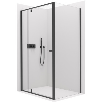 CERANO - Sprchový kout Santini L/P - 6 mm - černá matná, transparentní sklo - 140x90x195 cm - pivotový