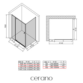 CERANO - Sprchový kout Santini L/P - 6 mm - chrom, transparentní sklo - 110x100x195 cm - pivotový