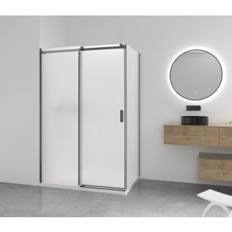 CERANO - Sprchový kout Santoro - levá - 6 mm - černá matná, mléčné sklo - 130x70 cm - posuvný