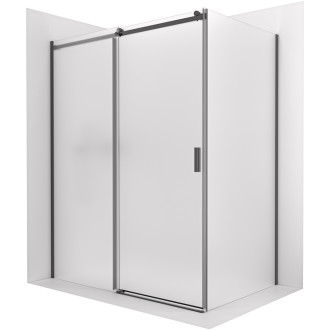 CERANO - Sprchový kout Santoro - levá - 6 mm - černá matná, mléčné sklo - 140x100 cm - posuvný