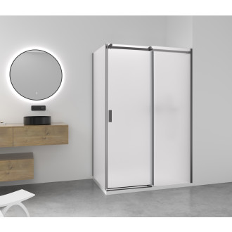 CERANO - Sprchový kout Santoro - pravá - 6 mm - černá matná, mléčné sklo - 140x70 cm - posuvný