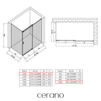 CERANO - Sprchový kout Santoro - pravá - 6 mm - chrom, mléčné sklo - 100x100 cm - posuvný