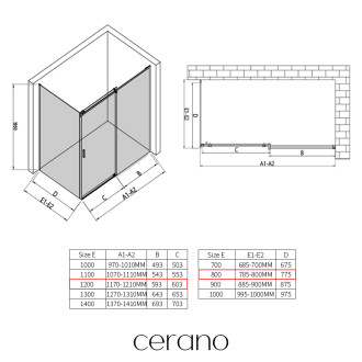 CERANO - Sprchový kout Santoro - pravá - 6 mm - chrom, mléčné sklo - 120x80 cm - posuvný