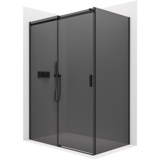 CERANO - Sprchový kout Santoro L/P - 6 mm - černá matná, grafitové sklo - 130x100x195 cm - posuvný