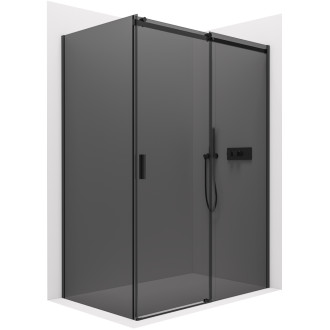 CERANO - Sprchový kout Santoro L/P - 6 mm - černá matná, grafitové sklo - 140x100x195 cm - posuvný