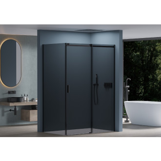 CERANO - Sprchový kout Santoro L/P - 8 mm - černá matná, grafitové sklo - 140x100x195 cm - posuvný