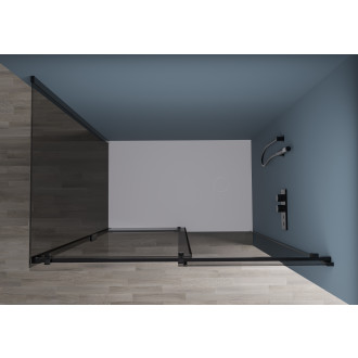 CERANO - Sprchový kout Santoro L/P - 8 mm - černá matná, grafitové sklo - 150x100x195 cm - posuvný