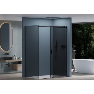 CERANO - Sprchový kout Santoro L/P - 8 mm - černá matná, grafitové sklo - 160x100x195 cm - posuvný