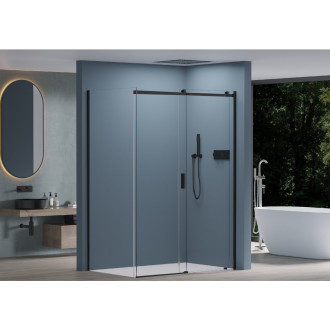 CERANO Sprchový kout Santoro L/P 8mm černá mat, transparent sklo 120x90 posuvný