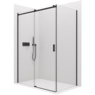 CERANO - Sprchový kout Santoro L/P - 8 mm - černá matná, transparentní sklo - 150x100x195 cm - posuvný