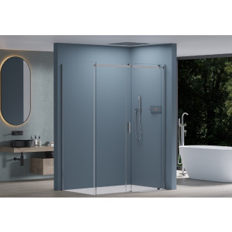 CERANO - Sprchový kout Santoro L/P - 8 mm - chrom, transparentní sklo - 150x80x195 cm - posuvný