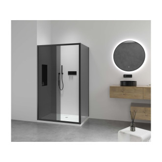 CERANO - Sprchový kout Varone LINE L/P - 6 mm - černá matná, grafitové sklo - 120x70x195 cm - posuvný