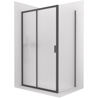 CERANO - Sprchový kout Varone LINE L/P - 6 mm - černá matná, mléčné sklo - 130x100 cm - posuvný