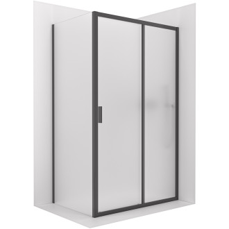 CERANO - Sprchový kout Varone LINE L/P - 6 mm - černá matná, mléčné sklo - 130x70 cm - posuvný
