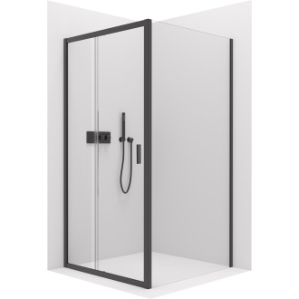 CERANO - Sprchový kout Varone LINE L/P - 6 mm - černá matná, transparentní sklo - 130x100x195 cm - posuvný