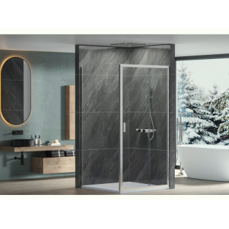 CERANO - Sprchový kout Varone LINE L/P - 6 mm - chrom, transparentní sklo - 120x80x195 cm - posuvný