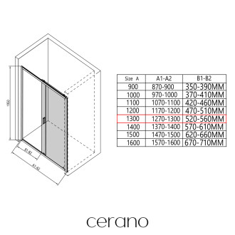CERANO - Sprchový kout Varone LINE L/P - 6 mm - chrom, transparentní sklo - 130x100x195 cm - posuvný