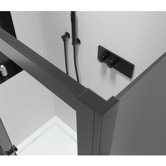 CERANO - Sprchový kout Varone POINT L/P - 6 mm - černá matná, grafitové sklo - 120x90x195 cm - posuvný