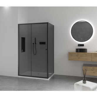 CERANO - Sprchový kout Varone POINT L/P - 6 mm - černá matná, grafitové sklo - 130x80x195 cm - posuvný
