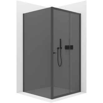 CERANO - Sprchový kout Varone POINT L/P - 6 mm - černá matná, grafitové sklo - 90x90x195 cm - posuvný