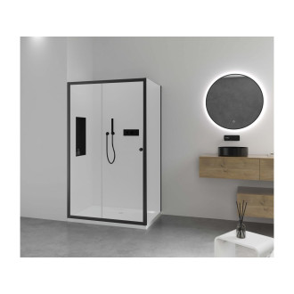 CERANO - Sprchový kout Varone POINT L/P - 6 mm - černá matná, transparentní sklo - 120x100x195 cm - posuvný