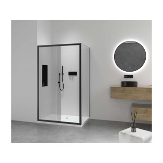 CERANO - Sprchový kout Varone POINT L/P - 6 mm - černá matná, transparentní sklo - 90x90x195 cm - posuvný