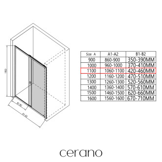 CERANO Sprchový kout Varone L/P chrom, transparentní sklo 110x80cm posuvný CER-DY505-11080