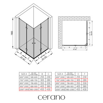CERANO Sprchový kout Volpe Duo L/P černá mat, transparent sklo 100x70 skládací