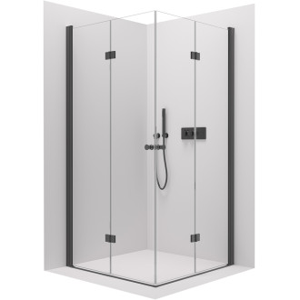 CERANO - Sprchový kout Volpe Duo L/P - 6 mm - černá matná, transparentní sklo - 90x80x190 cm - zalamovací