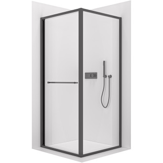 CERANO - Sprchový kout Versaro L/P - 6 mm - černá matná, transparentní sklo - 90x90 cm - zasouvací