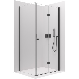 CERANO - Sprchový kout Volpe L/P - 6 mm - černá matná, transparentní sklo - 80x80x190 cm - zalamovací
