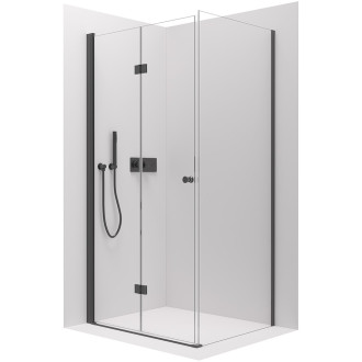 CERANO - Sprchový kout Volpe L/P - 6 mm - černá matná, transparentní sklo - 80x80x190 cm - zalamovací
