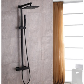 CERANO - Sprchový nástěnný sloup Elma - termostatická sprchová baterie - černá matná