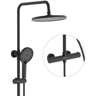 CERANO - Sprchový nástěnný sloup Selma - termostatická sprchová baterie - černá matná