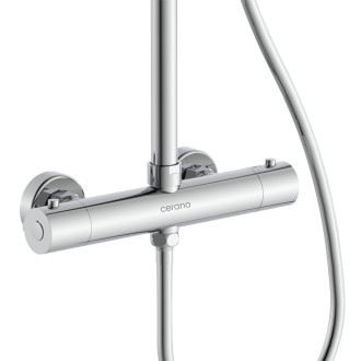 CERANO - Sprchový nástěnný sloup Selma - termostatická sprchová baterie - chrom