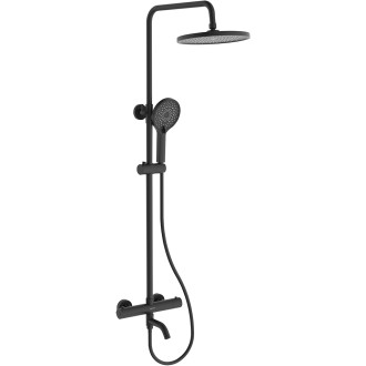 CERANO - Sprchový nástěnný sloup Selma - termostatická vanová otočná baterie - černá matná