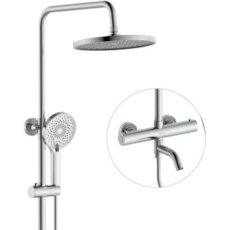 CERANO - Sprchový nástěnný sloup Selma - termostatická vanová otočná baterie - chrom