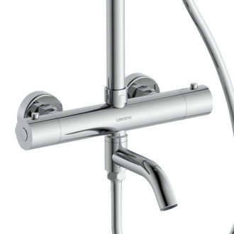 CERANO - Sprchový nástěnný sloup Selma - termostatická vanová otočná baterie - chrom