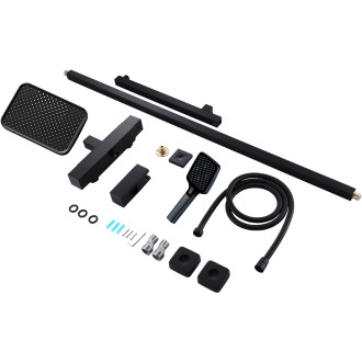 CERANO - Sprchový nástěnný sloup Vermax - termostatická sprchová baterie - černá matná