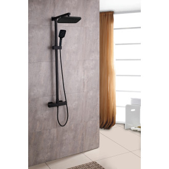 CERANO - Sprchový nástěnný sloup Vermax - termostatická sprchová baterie - černá matná
